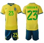 Men's Brazil #23 EDERSON M. National Team FIFA x World Cup 2026 Home On Field Jersey
