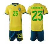 Men's Brazil #23 EDERSON M. National Team FIFA x World Cup 2026 Home On Field Jersey