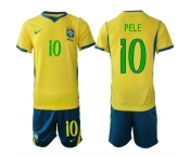 Men's Brazil national football team #10 Pele Yellow 2026 Soccer Jersey Suit