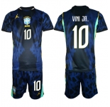 Men's Brazil national football team #10 Vinícius Júnior Navy 2026 Away Soccer Jersey Suit