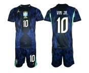 Men's Brazil national football team #10 Vinícius Júnior Navy 2026 Away Soccer Jersey Suit