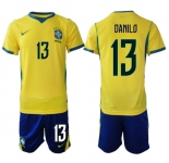 Men's Brazil national football team #13 Danilo Yellow Home 2026 Soccer Jersey Suit