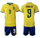 Men's Brazil national football team #9 Ronaldo Yellow 2026 Soccer Jersey Suit
