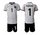 Men's England 2026 #1 Jordan Pickford White Home Soccer Jersey Suit