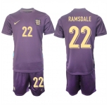 Men's England #22 Aaron Ramsdale 2024-25 Purple Away Soccer Jersey Suit