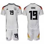 Men's Germany #19 Leroy Sané White 2024-25 Home Soccer Jersey Suit