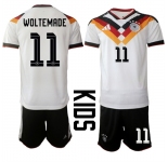 Youth Germany #11 WOLTEMADE National Team FIFA x World Cup 2026 Home White On Field Kids Jersey