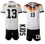 Youth Germany #13 MULLER National Team FIFA x World Cup 2026 Home White On Field Kids Jersey