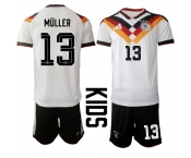 Youth Germany #13 MULLER National Team FIFA x World Cup 2026 Home White On Field Kids Jersey