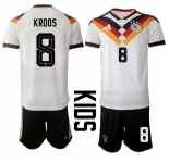 Youth Germany #8 KROOS National Team FIFA x World Cup 2026 Home White On Field Kids Jersey