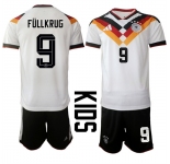 Youth Germany #9 FULLKRUG National Team FIFA x World Cup 2026 Home White On Field Kids Jersey
