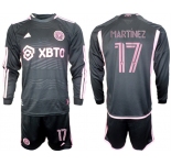 Men's Inter Miami CF #17 MartÃnez 2023-24 Black Away Soccer Jersey Suit