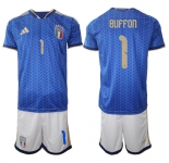 Men's Italy #1 BUFFON National Team FIFA x World Cup 2026 Home Blue On Field Jerseys