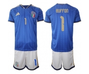 Men's Italy #1 BUFFON National Team FIFA x World Cup 2026 Home Blue On Field Jerseys