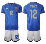 Men's Italy #12 MERET National Team FIFA x World Cup 2026 Home Blue On Field Jerseys