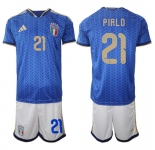 Men's Italy #21 PIRLO National Team FIFA x World Cup 2026 Home Blue On Field Jerseys