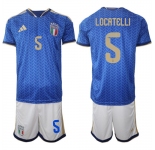 Men's Italy #5 LOCATELLI National Team FIFA x World Cup 2026 Home Blue On Field Jerseys