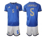 Men's Italy #5 LOCATELLI National Team FIFA x World Cup 2026 Home Blue On Field Jerseys