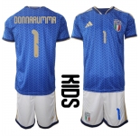 Youth Italy #1 DONNARUMMA National Team FIFA x World Cup 2026 Home Blue On Field Kids Jerseys