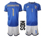 Youth Italy #1 DONNARUMMA National Team FIFA x World Cup 2026 Home Blue On Field Kids Jerseys