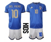 Youth Italy #10 DEL PIERO National Team FIFA x World Cup 2026 Home Blue On Field Kids Jerseys