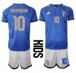 Youth Italy #10 RASPADORI National Team FIFA x World Cup 2026 Home Blue On Field Kids Jerseys