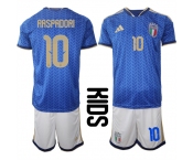 Youth Italy #10 RASPADORI National Team FIFA x World Cup 2026 Home Blue On Field Kids Jerseys