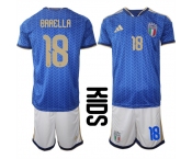 Youth Italy #18 BARELLA National Team FIFA x World Cup 2026 Home Blue On Field Kids Jerseys