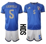 Youth Italy #5 LOCATELLI National Team FIFA x World Cup 2026 Home Blue On Field Kids Jerseys