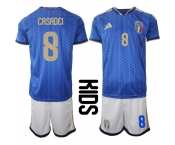 Youth Italy #8 CASADEI National Team FIFA x World Cup 2026 Home Blue On Field Kids Jerseys