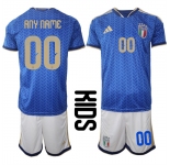 Youth Italy Custom Any Name And Number National Team FIFA x World Cup 2026 Home Blue On Field Kids Jerseys