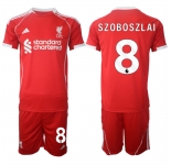 Men's Liverpool #8 Dominik Szoboszlai 2025 Red Home Soccer Jersey Suit