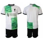 Men's Liverpool Blank 2023-24 White Green Away Soccer Jersey