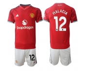 Men's Manchester United #12 Tyrell Malacia 2025-26 Red Home Soccer Jersey Suit