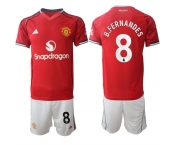 Men's Manchester United #8 Bruno Fernandes 2025-26 Red Home Soccer Jersey Suit