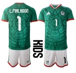 Youth Mexico #1 L.MALAGON National Team FIFA x World Cup 2026 Home Green On Field Kids Jersey