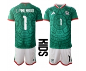 Youth Mexico #1 L.MALAGON National Team FIFA x World Cup 2026 Home Green On Field Kids Jersey