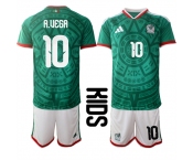 Youth Mexico #10 A.UEGA National Team FIFA x World Cup 2026 Home Green On Field Kids Jersey