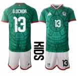Youth Mexico #13 G.OCHOA National Team FIFA x World Cup 2026 Home Green On Field Kids Jersey