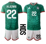Youth Mexico #22 H.LOZANO National Team FIFA x World Cup 2026 Home Green On Field Kids Jersey