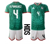 Youth Mexico #4 R.MARQUEZ National Team FIFA x World Cup 2026 Home Green On Field Kids Jersey