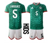 Youth Mexico #5 J.UASQUEZ National Team FIFA x World Cup 2026 Home Green On Field Kids Jersey