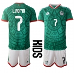Youth Mexico #7 L.ROMO National Team FIFA x World Cup 2026 Home Green On Field Kids Jersey