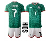 Youth Mexico #7 L.ROMO National Team FIFA x World Cup 2026 Home Green On Field Kids Jersey