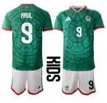 Youth Mexico #9 RAUL National Team FIFA x World Cup 2026 Home Green On Field Kids Jersey