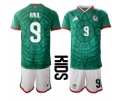 Youth Mexico #9 RAUL National Team FIFA x World Cup 2026 Home Green On Field Kids Jersey