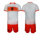 Men's Netherlands Custom Orange White Away Soccer Jersey Suit