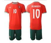 Men's Portugal Team #10 Bernardo 2025 Red Home Soccer Jersey Suit