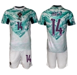 Men's Portugal Team #14 Gonalo Inácio Green 2026 World Cup Away Soccer Jersey Suit