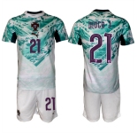 Men's Portugal Team #21 Diogo Jota Green 2026 World Cup Away Soccer Jersey Suit